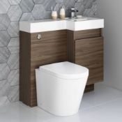 New & Boxed 906mm Olympia Walnut Effect Drawer Vanity Unit Right with Florence Pan Full Set. RR...