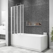 New & Boxed (C24) 800mm 4 Folding Framed 4mm Bath Screen.
