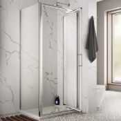 New & Boxed (C65)900mm Infold Shower 8 mm Door. 1950 mm Height. Chrome