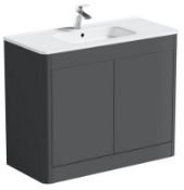 RRP £Mode Slate Gloss Grey Floorstanding Vanity Unit. 1000mm