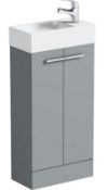 RRP £169. Clarity Compact Satin Grey Floorstanding Vanity Unit And Basin 410mm