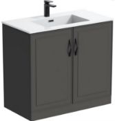 RRP £255. Orchard Derwent Stone Grey Floorstanding Vanity Unit. Basin And Tap Not Included.