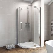 RRP £599. Frameless One Door 900x760 Quad Shower Enclosure. 8mm. Can Be Ung Left Or Right Handed.
