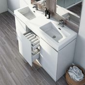 RRP £500. Mode Hardy White Floorstanding Double Vanity Unit. 1380mm. Unit Only. Without Basin.