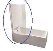 RRP £239. Ideal St Tempo Arc Shower Bath Clear Screen Silver Finish.