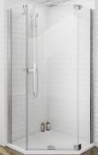 RRP £5675. 900 Frameless Hinged Clear Glass Rh Pentagonal Shower Enclosure. 900x900x1900