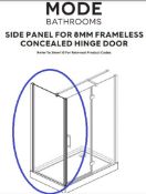 RRP £195. Mode 800x1950 8mm Frameless Concealed Hinge Door Side Panel