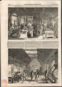 1849 Victorian Railway Engine Works At Crewe Junction NewspaperAntique Complete Edition The