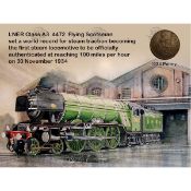 Flying Scotsman Train 1934 Record Speed Metal Coin Gift Set-2Original 1934 Penny The Year The Flying