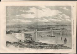 Opening Conwy Railway Bridge Britania Tubular 1850 Antique NewspaperAntique Complete Edition The