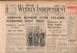 Irish 1939 Newspaper Explosions At 7 Different Rail StationsOriginal Edition The Weekly Irish