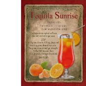 Tequila Sunrise Cocktail Designed Recipe Metal SignCocktail Authentic Recipe Metal Sign Approx