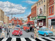 Nostalgic 1960s Britain Life In The High Street Metal SignDesigned Nostalgic Views Of Mid-Century