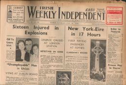 1939 Irish Newspaper 17 Injured London Kings Cross Station Original Complete Edition The Weekly