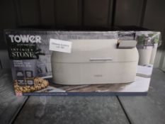 Tower T826100PEB Infinity Stone Dome Bread Bin, Hinged Lid, Pebble. RRP £29.99 - Grade U