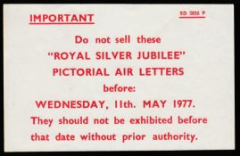 Great Britain 1977. Post Office Information Leaflet SD2826P inscribed 'Important Do Not Sell these 