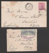 Boer War / Natal 1900 (Apr. 26) Cover to England with Natal 1/2d cancelled by violet oval 