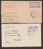 Kenya 1946 Stampless lettersheets to Italy handstamped 