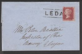G.B. - Scotland - 1858 Locals Entire with 1d red 'stars' (trimmed at top) cancelled by a fine