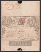 G.B. - Mulready 1840 (May 8) 1d Lettersheet stereo A25 with the retailors name 