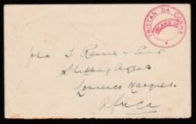 Tristan Da Cunha 1928 Stampless cover to Lourenco Marques with the very scarce type IVa 