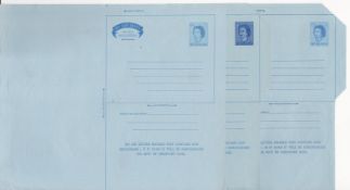 Saint Lucia 1965 Aerogramme: A group of three printer's Essays comprising unguillotined ungummed 6c