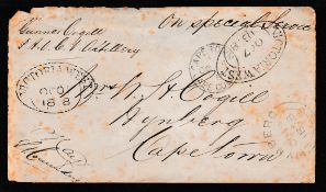 Cape of Good Hope 1878 Stampless Soldiers cover (faults) to Cape Town endorsed 