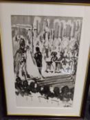 GB Royalty Princess Margaret Wedding 6th May 1960 Westminster Abbey Felix Fabian Judaica charcoal a