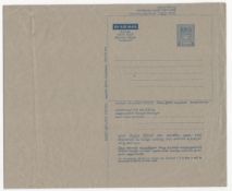Ceylon 1966 30c Aerogramme: Unguillotined horizontal printers plate proof pair, printed on brown-oli