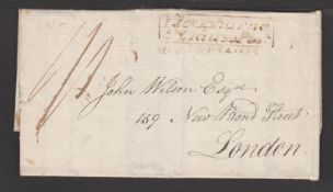 G.B. - Wales 1826 Entire Letter with scarce boxed 