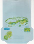 Barbados 1982 Christmas 35c Aerogramme featuring the Holy Family, Hibiscus flowers, Palm trees and a
