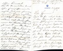 Queen Victoria Two pence halfpenny value A letter from Osborne to Mr Hermann Muther in Germany