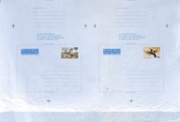 Nevis / St. Kitts c.1984 30c Nevis Lane and 30c Green-throated Carib Aerogrammes (creasing, slight s
