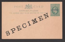 Leeward Islands 1902 1/2d Green postal stationery post card (HG 5) overprinted 