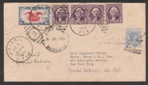 Bahamas 1939 Cover from Cat Cay to New York franked King George VI 2.1/2d cancelled by the 