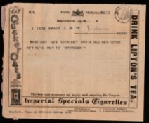 India 1926 Pair of India Posts and Telegraphs Telegram forms issued in June and December 1925 advert