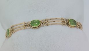 15ct (625) Yellow Gold Peridot Bracelet