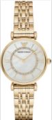 Emporio Armani AR1907 Ladies Mother Of Pearl Dial Gold Tone Bracelet Quartz Watch