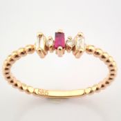 Certificated 14K White and Rose Gold Diamond & Ruby Ring