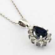 Certificated 14K White Gold Diamond & Ruby Pendant
