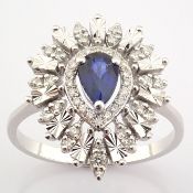 Certificated 14K White Gold Diamond & Sapphire Ring