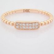 Certificated 14K Rose/Pink Gold Diamond Ring