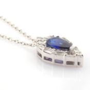 Certificated 14K White Gold Diamond & Sapphire Necklace