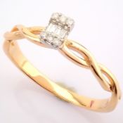 Certificated 14K Rose/Pink Gold Diamond Ring