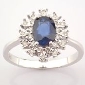 Certificated 14K White Gold Diamond & Sapphire Ring