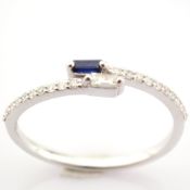 Certificated 14K White Gold Diamond & Sapphire Ring