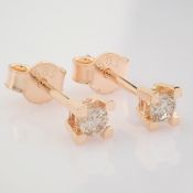 Certificated 14K Rose/Pink Gold Diamond Solitaire Earring