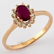 Certificated 14K Rose/Pink Gold Diamond & Ruby Ring