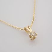 Certificated 14K Yellow Gold Diamond Solitaire Necklace