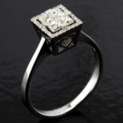 Certificated 14K White Gold Diamond Ring